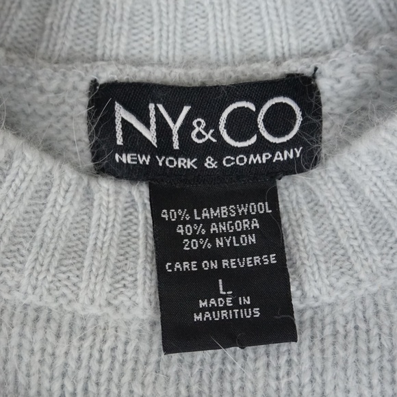Ny &Co light blue fuzzy wool short sleeve sweater - Picture 6 of 8